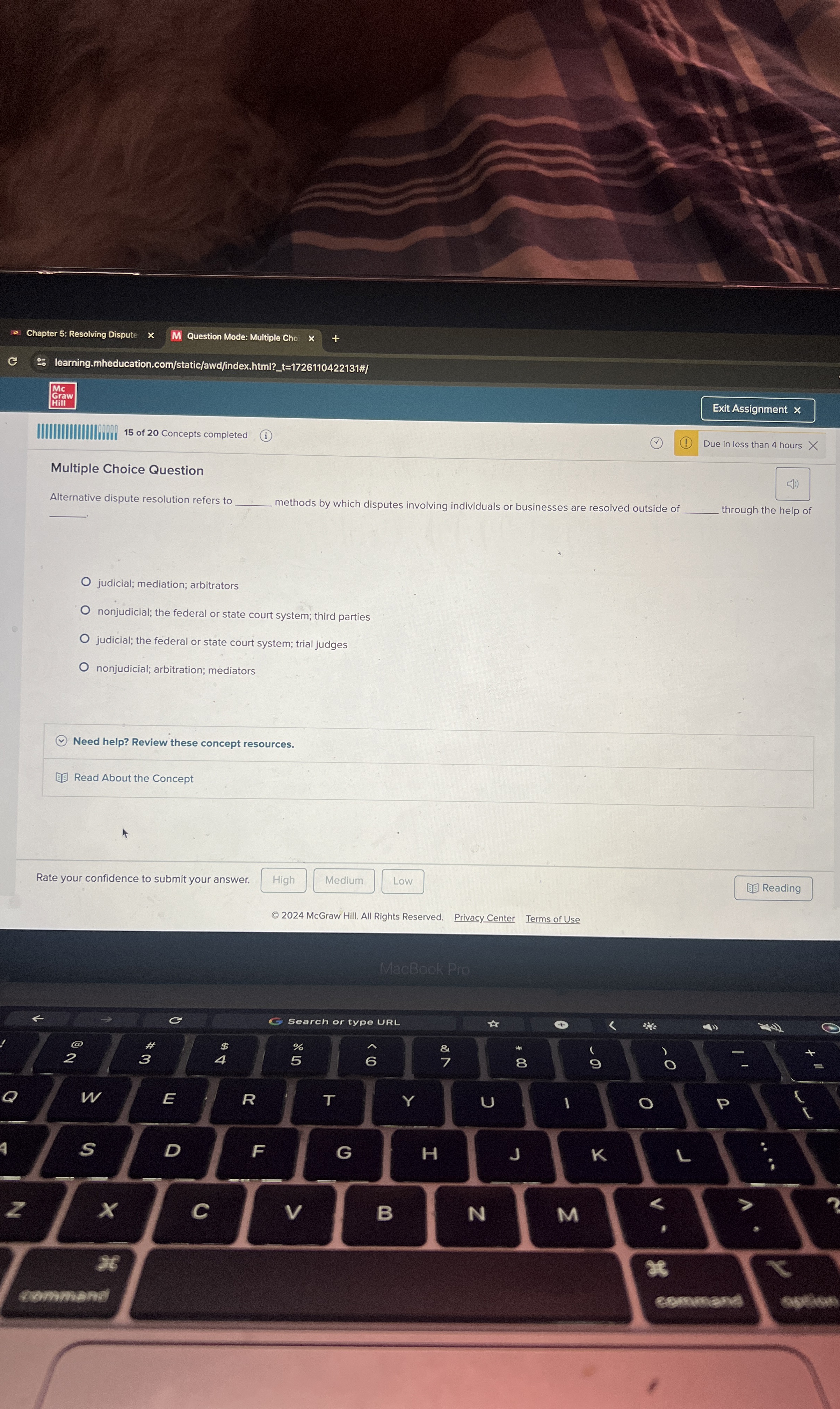  Multiple Choice Question Alternative dispute resolution refers to methods by which