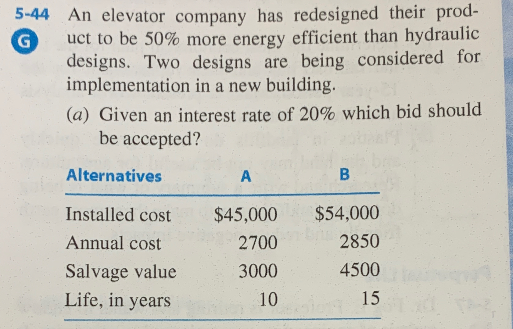  5-44 An elevator company has redesigned their prod(G) uct to be