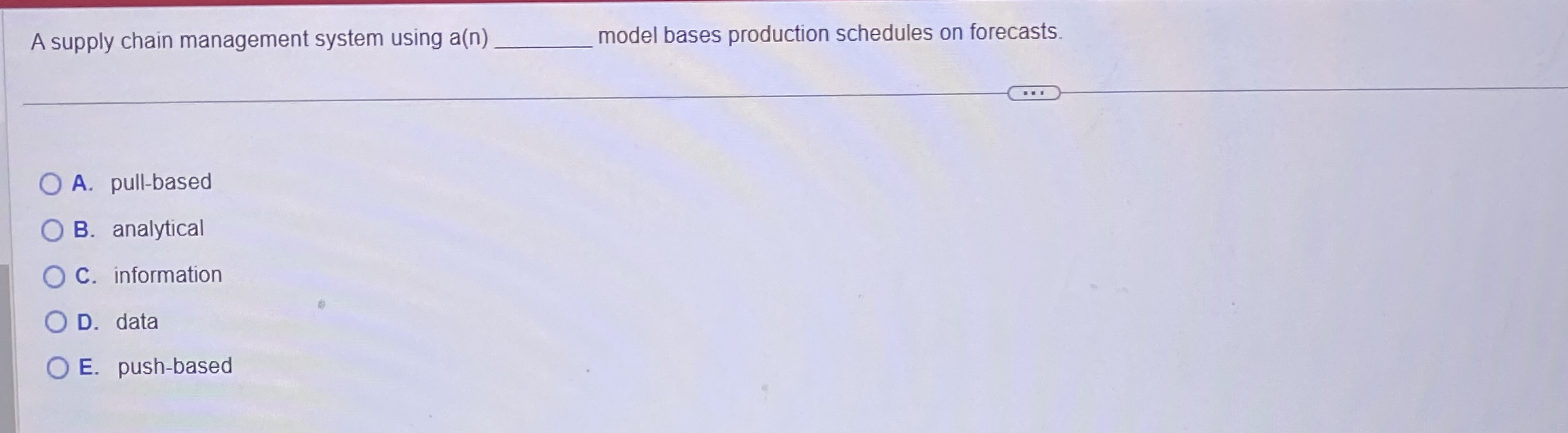  A supply chain management system using a(n) model bases production schedules