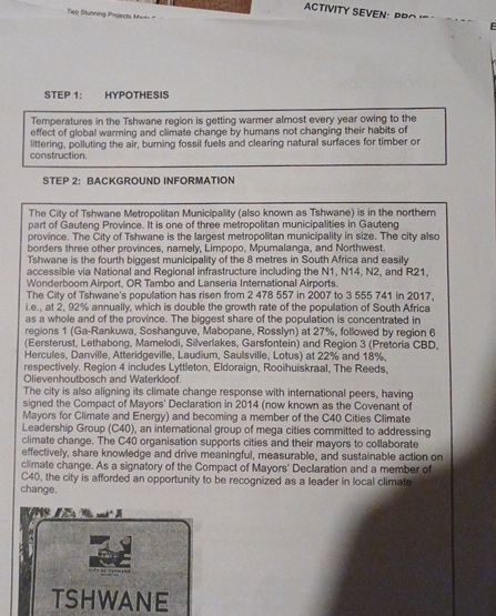  Tho Stuning Propects Muter ACTIVITY SEVEN: PDA... STEP 1: HYPOTHESIS Temperatures