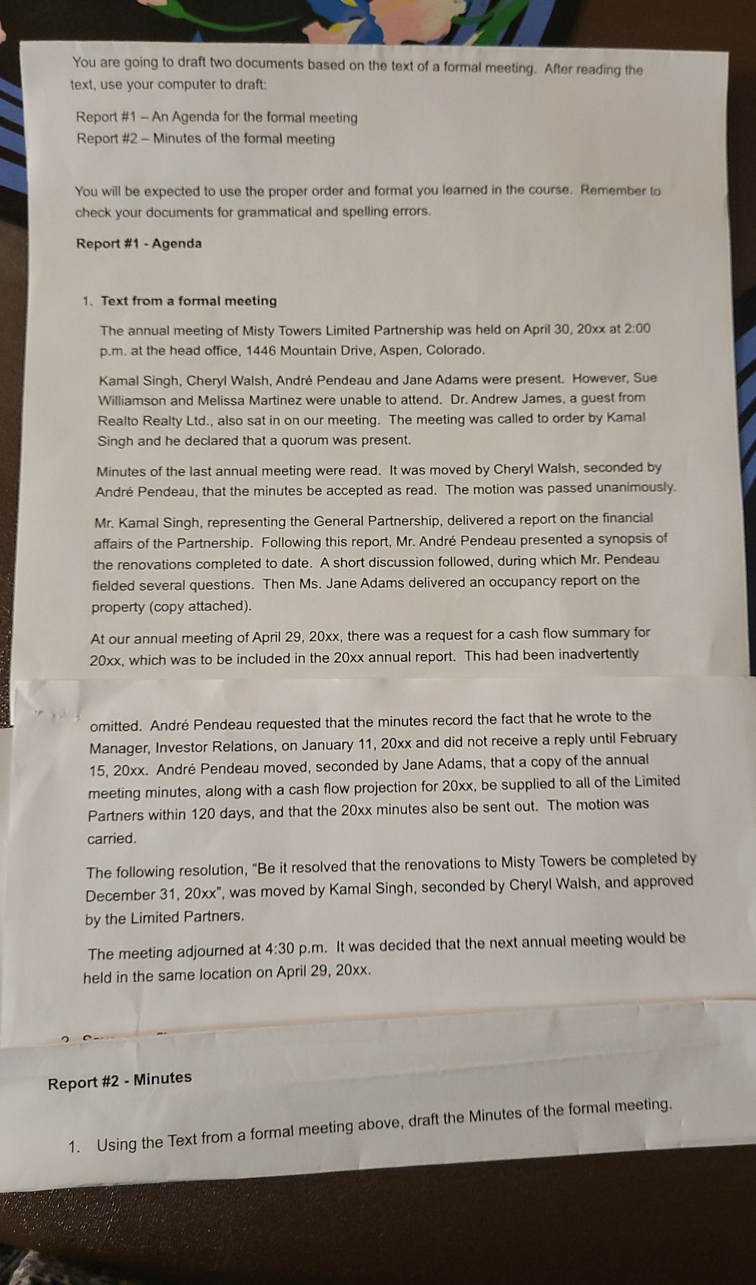  You are going to draft two documents based on the text