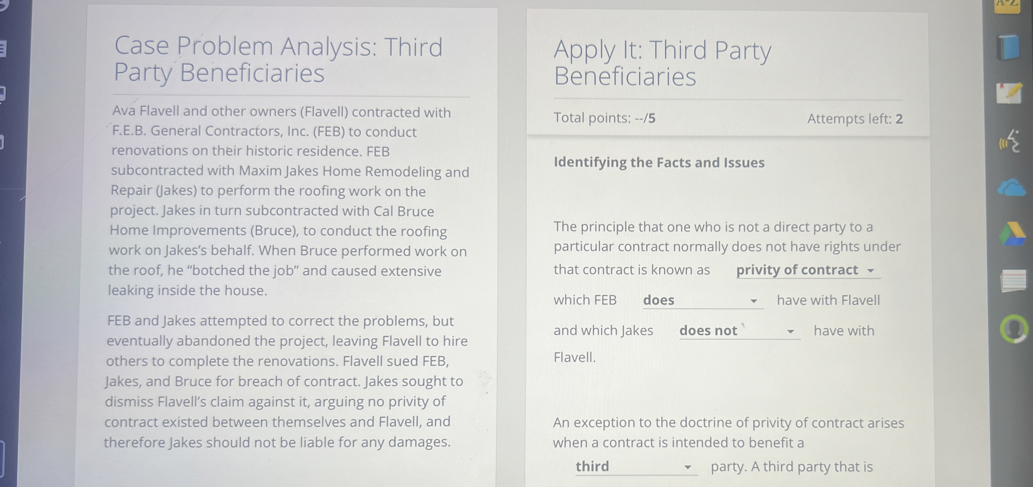  Case Problem Analysis: Third Party Beneficiaries Ava Flavell and other owners