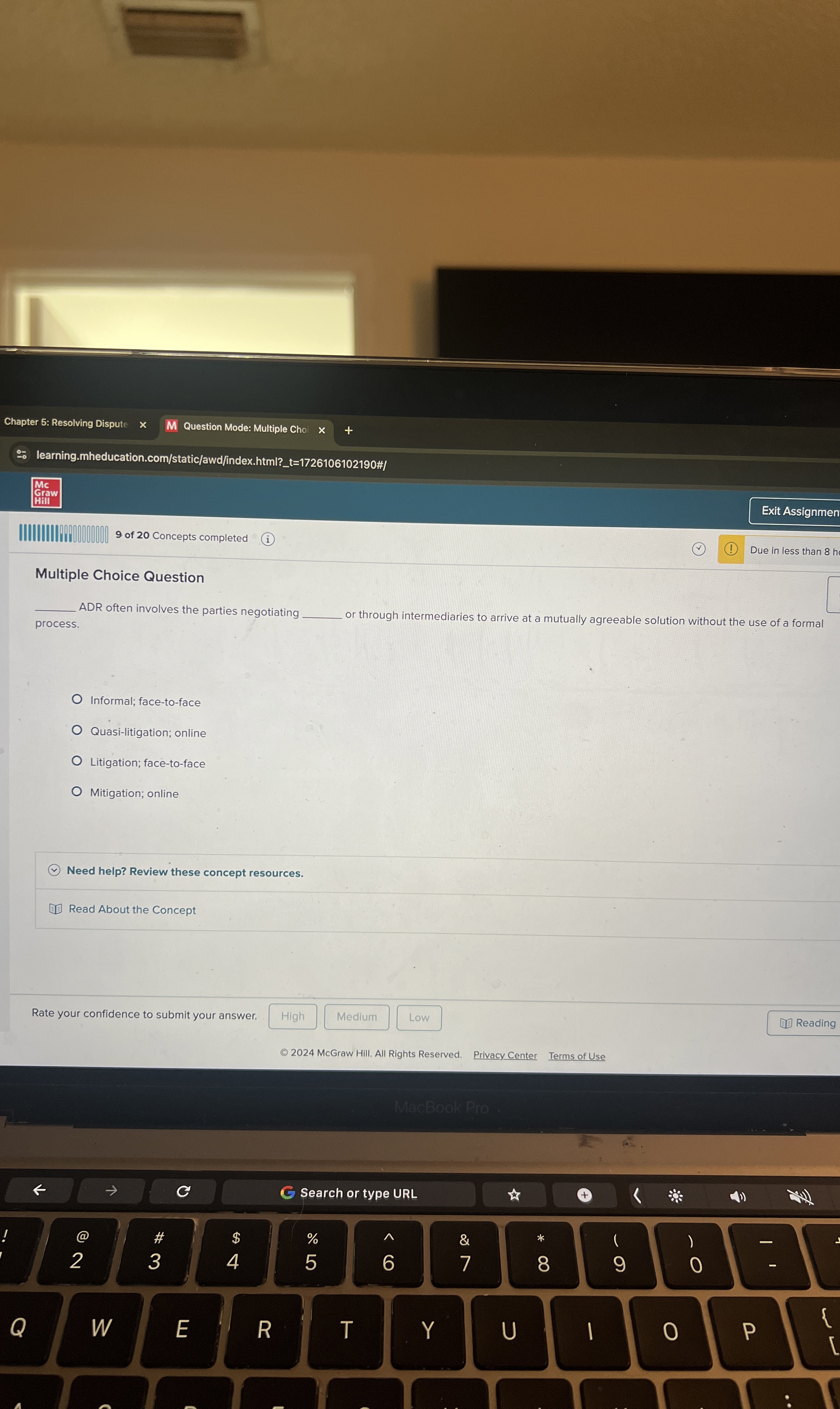  Multiple Choice Question process. ADR often involves the parties negotiating or