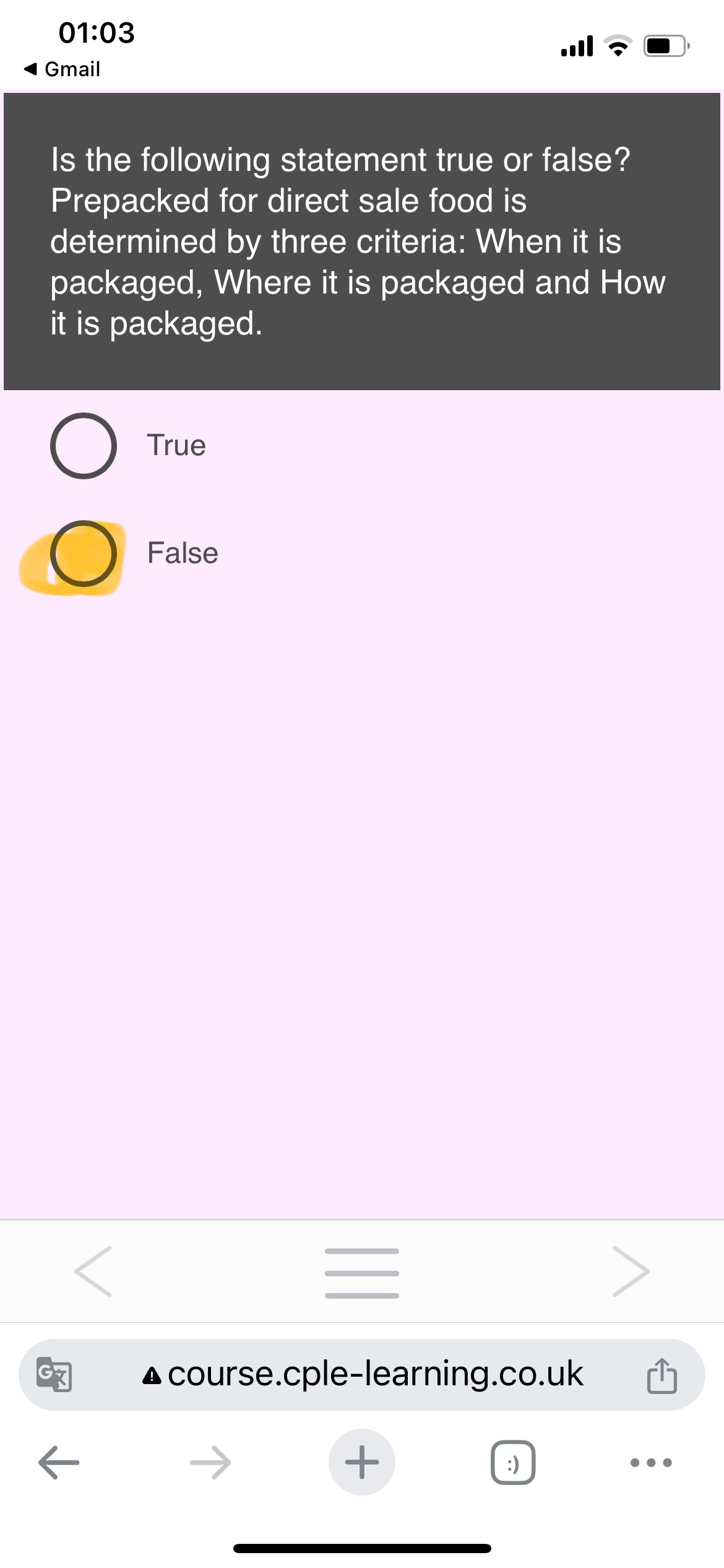  Is the following statement true or false? Prepacked for direct sale