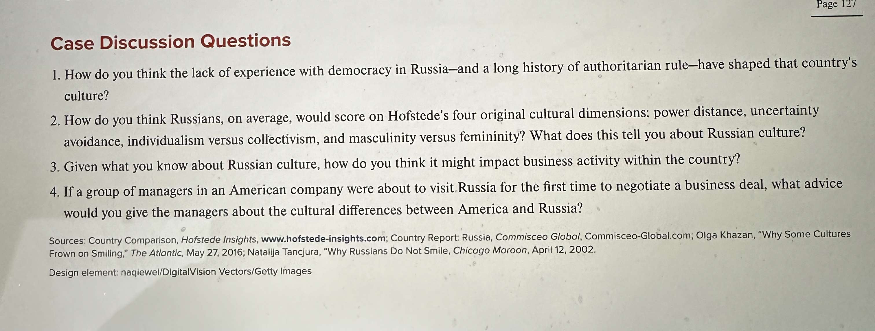  would you give the managers about the cultural differences between America