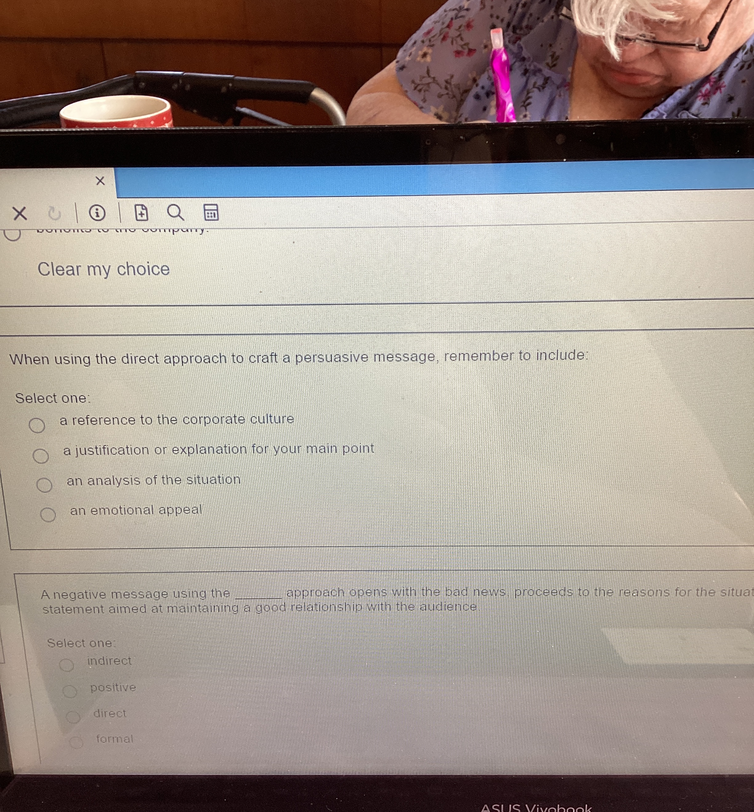  Clear my choice When using the direct approach to craft a