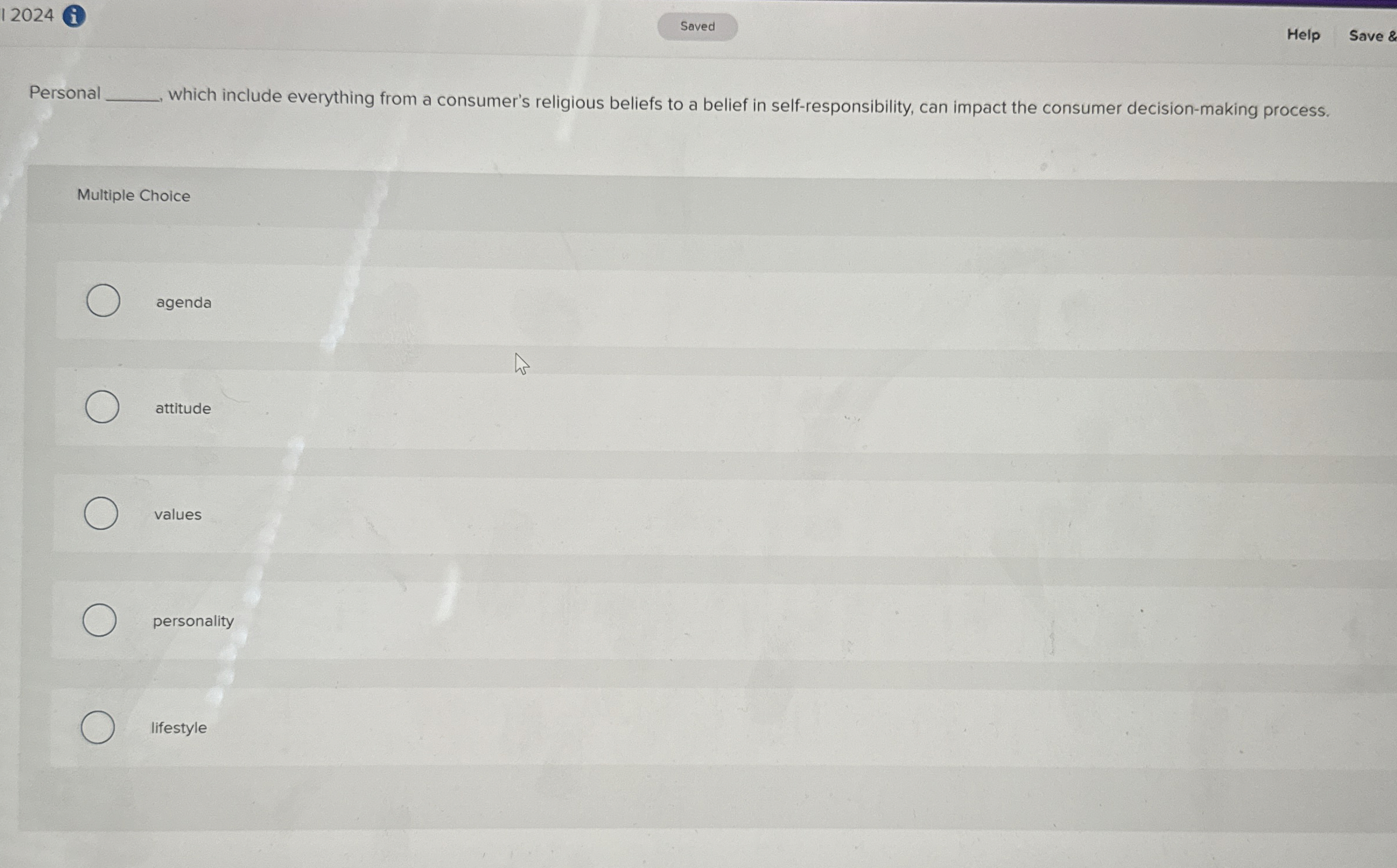  Personal which include everything from a consumer's religious beliefs to a