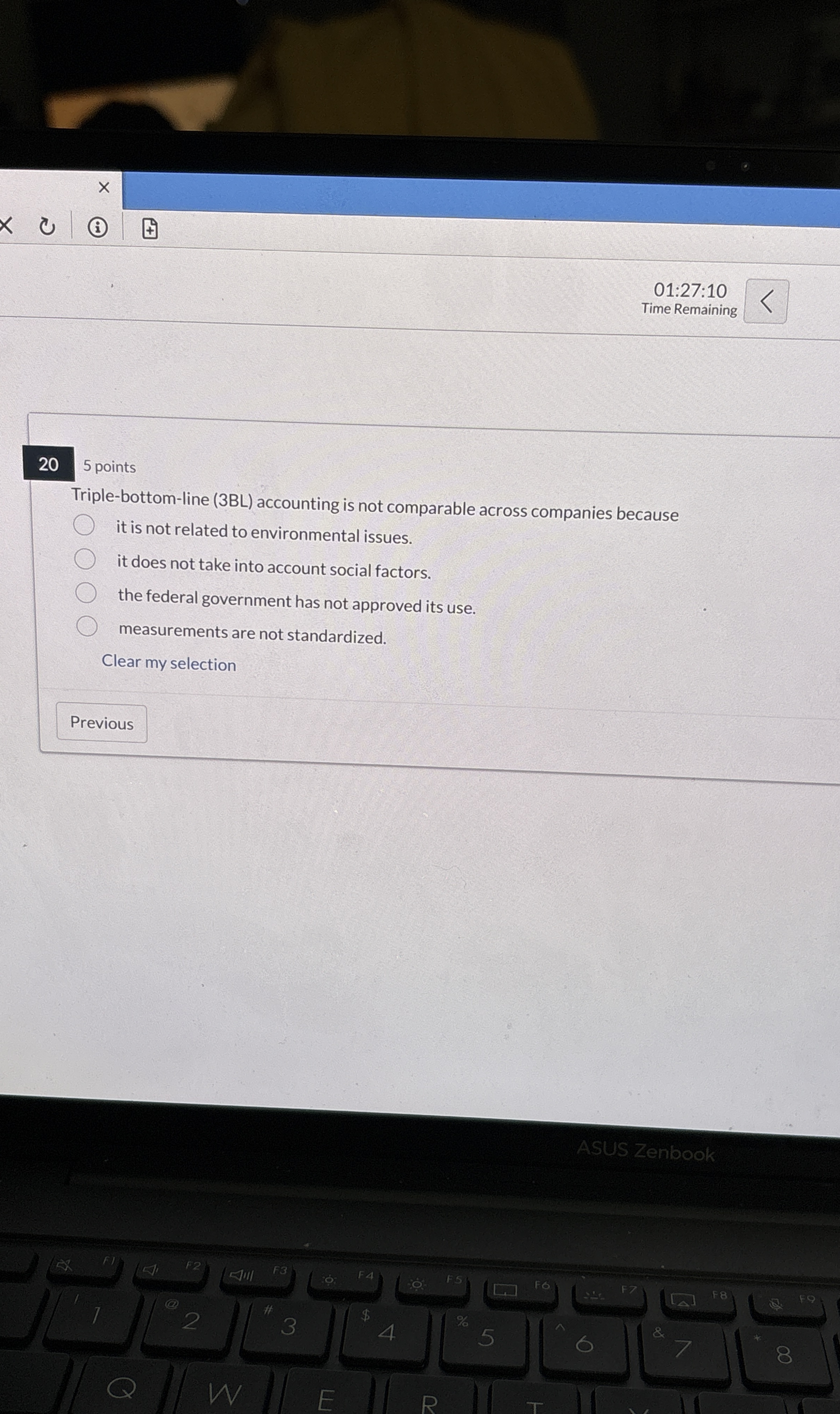  Triple-bottom-line (3BL) accounting is not comparable across companies because it is