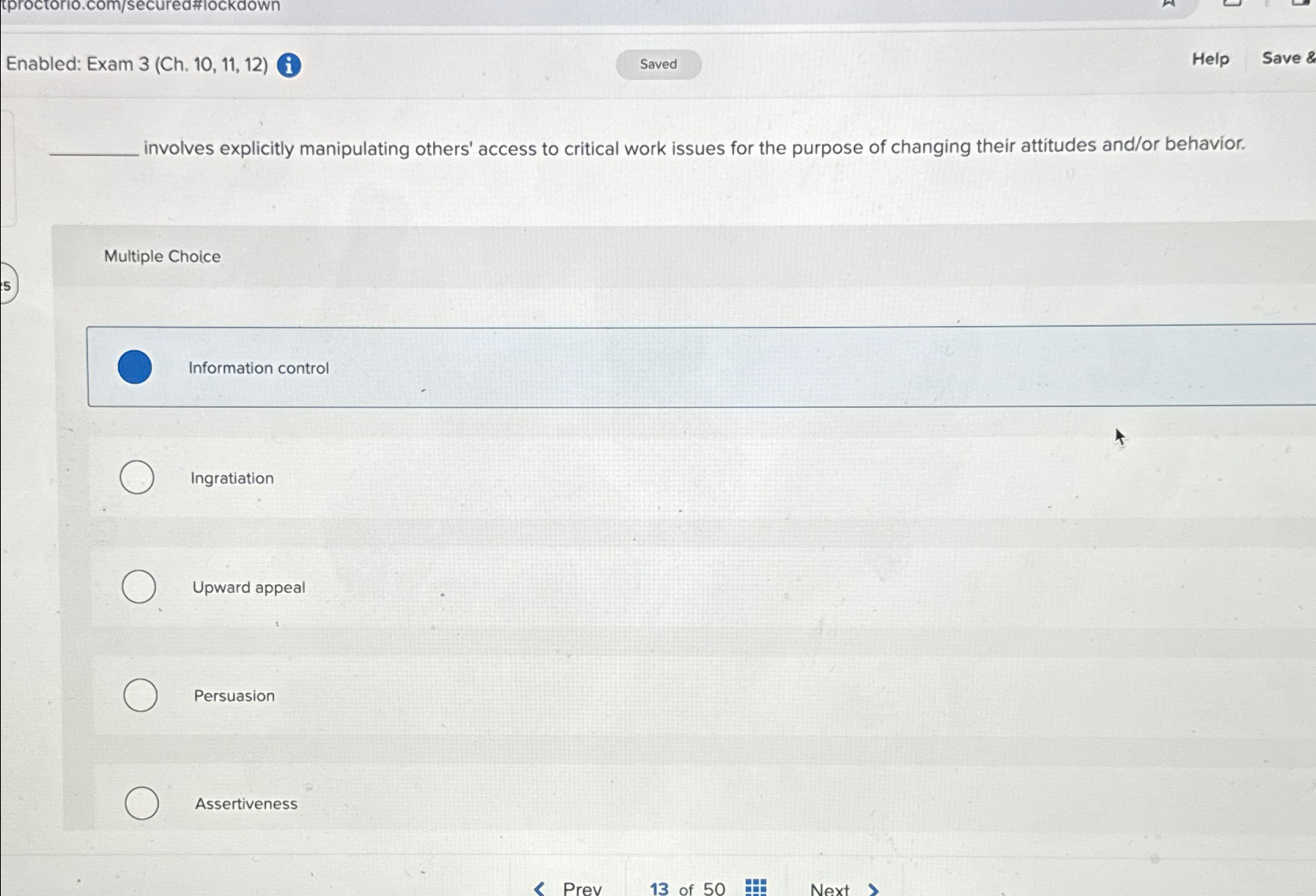  Enabled: Exam 3(Ch.10,11,12) Help Save & involves explicitly manipulating others' access
