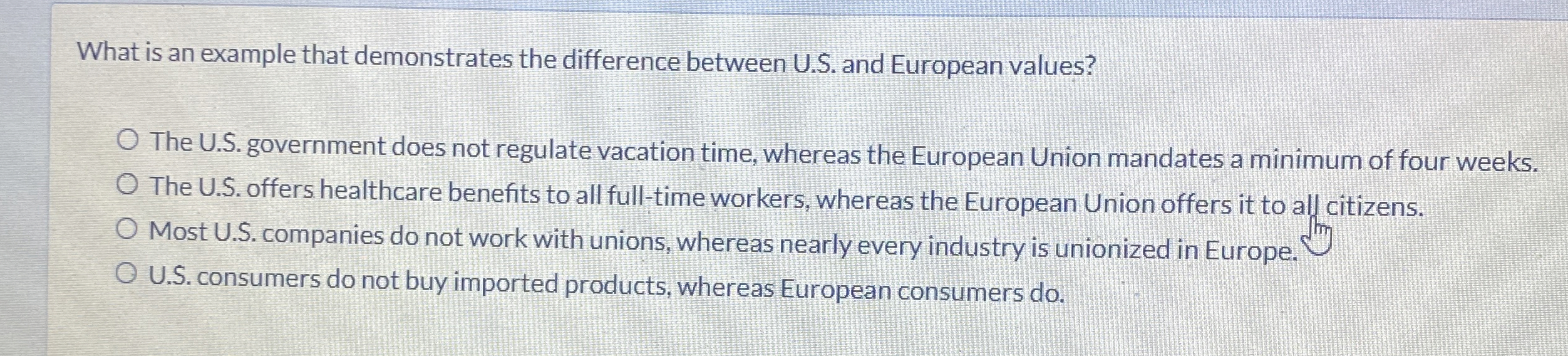  What is an example that demonstrates the difference between U.S. and