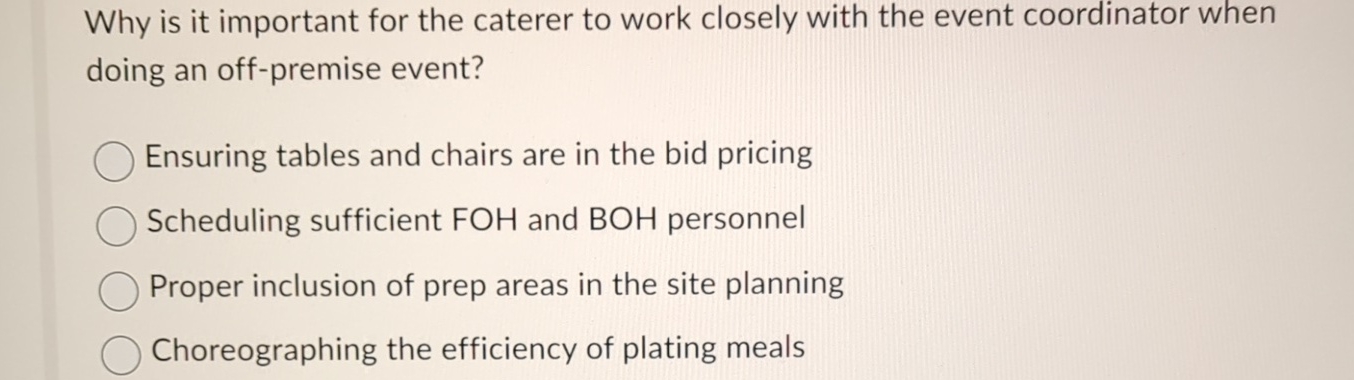  Why is it important for the caterer to work closely with