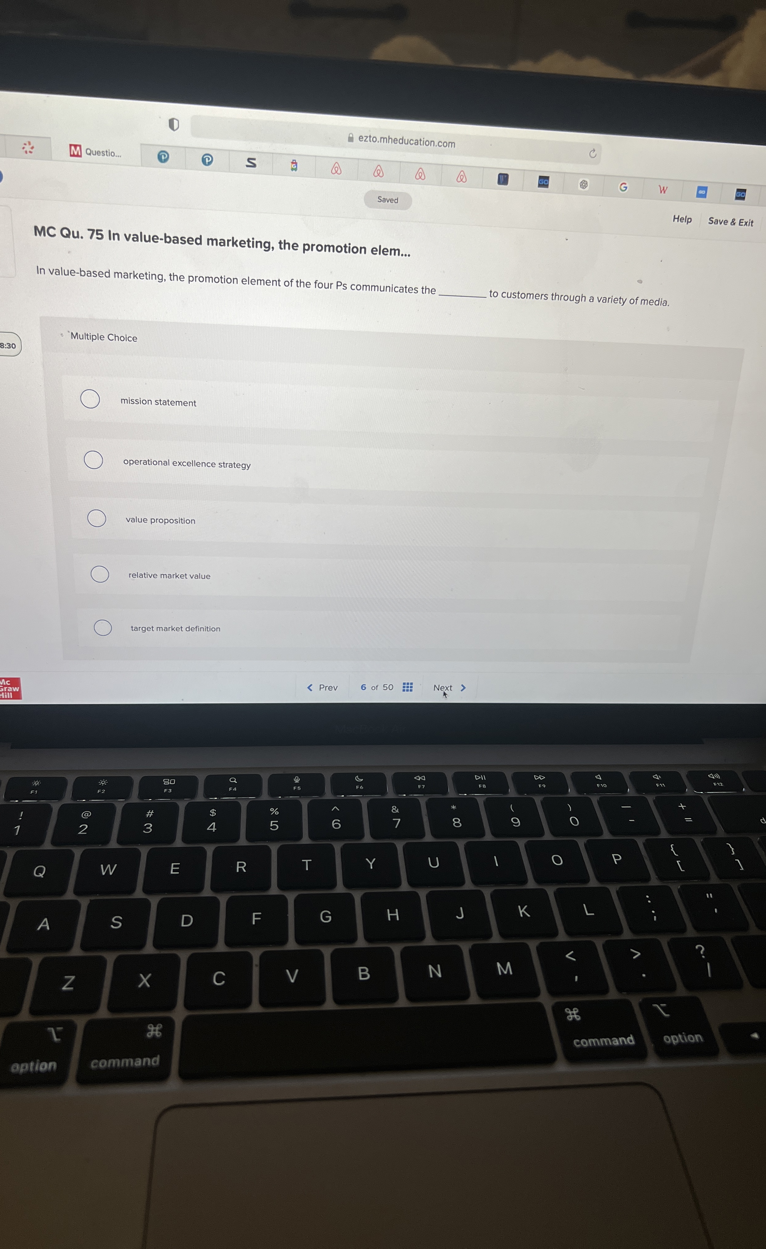  MC Qu.75 In value-based marketing, the promotion elem... In value-based marketing,