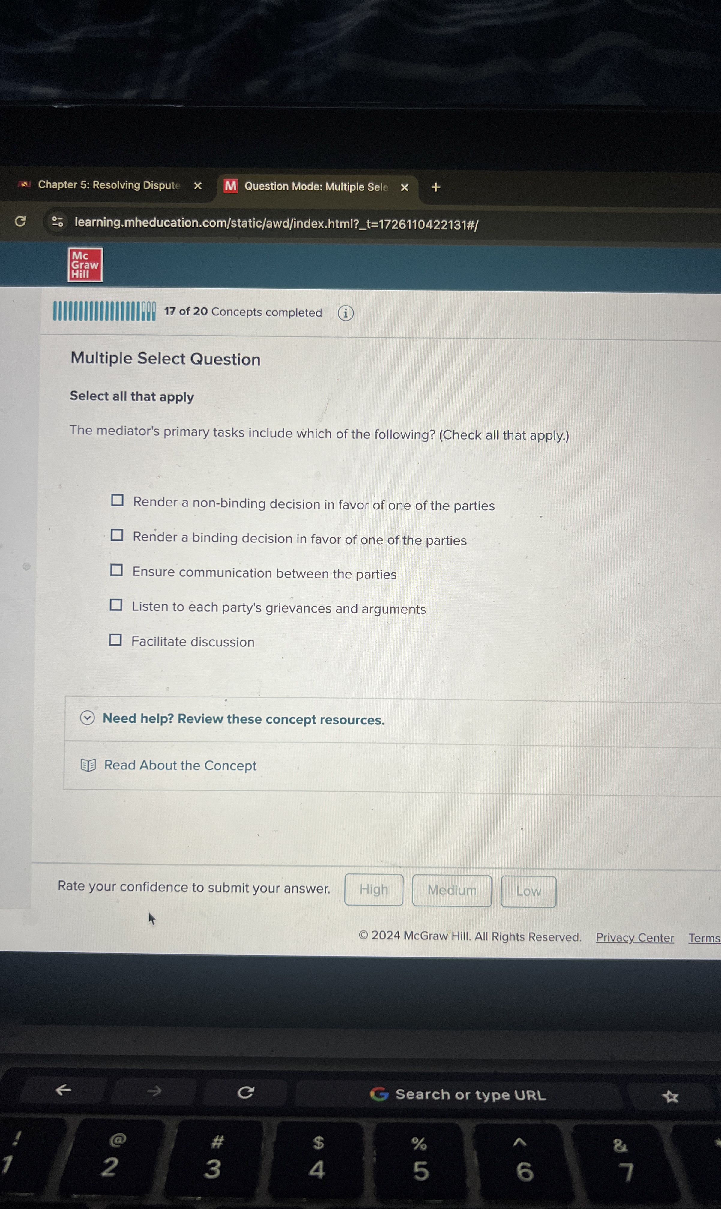  Multiple Select Question Select all that apply The mediator's primary tasks