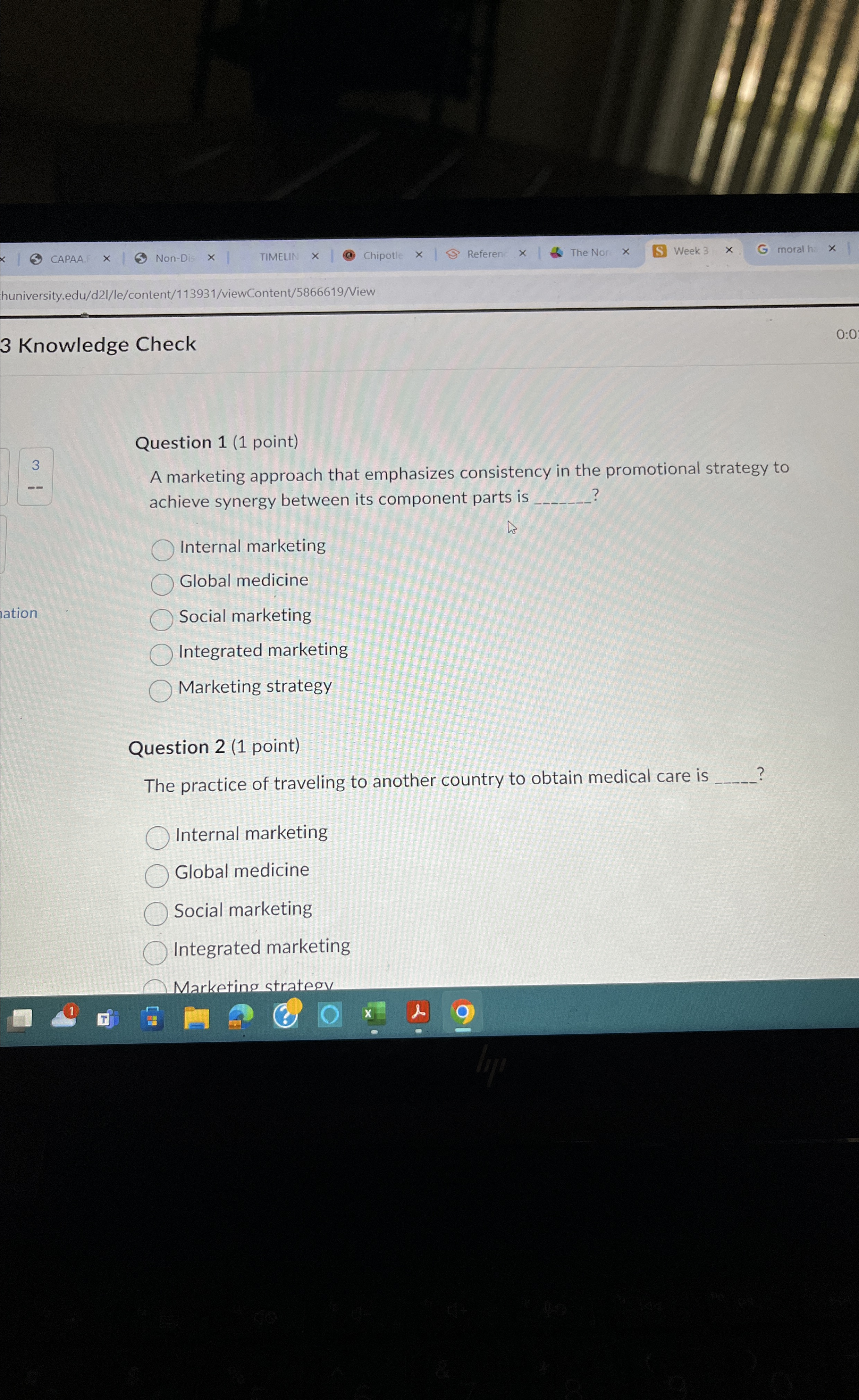  3 Knowledge Check Question 1(1 point) 3 A marketing approach that