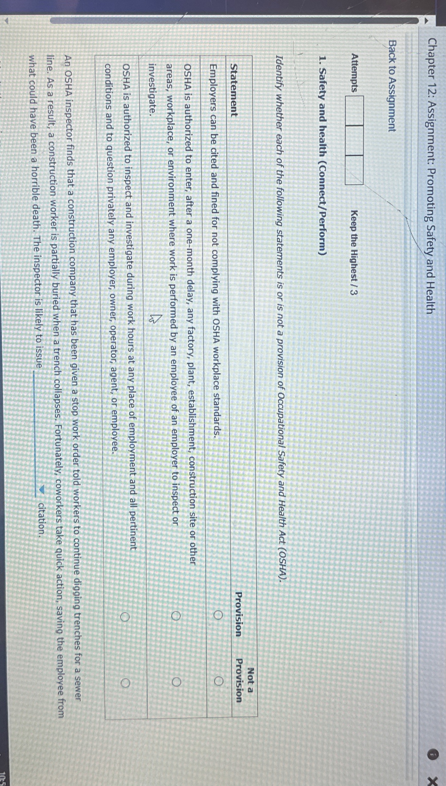  Chapter 12: Assignment: Promoting Safety and Health Back to Assignment Attempts