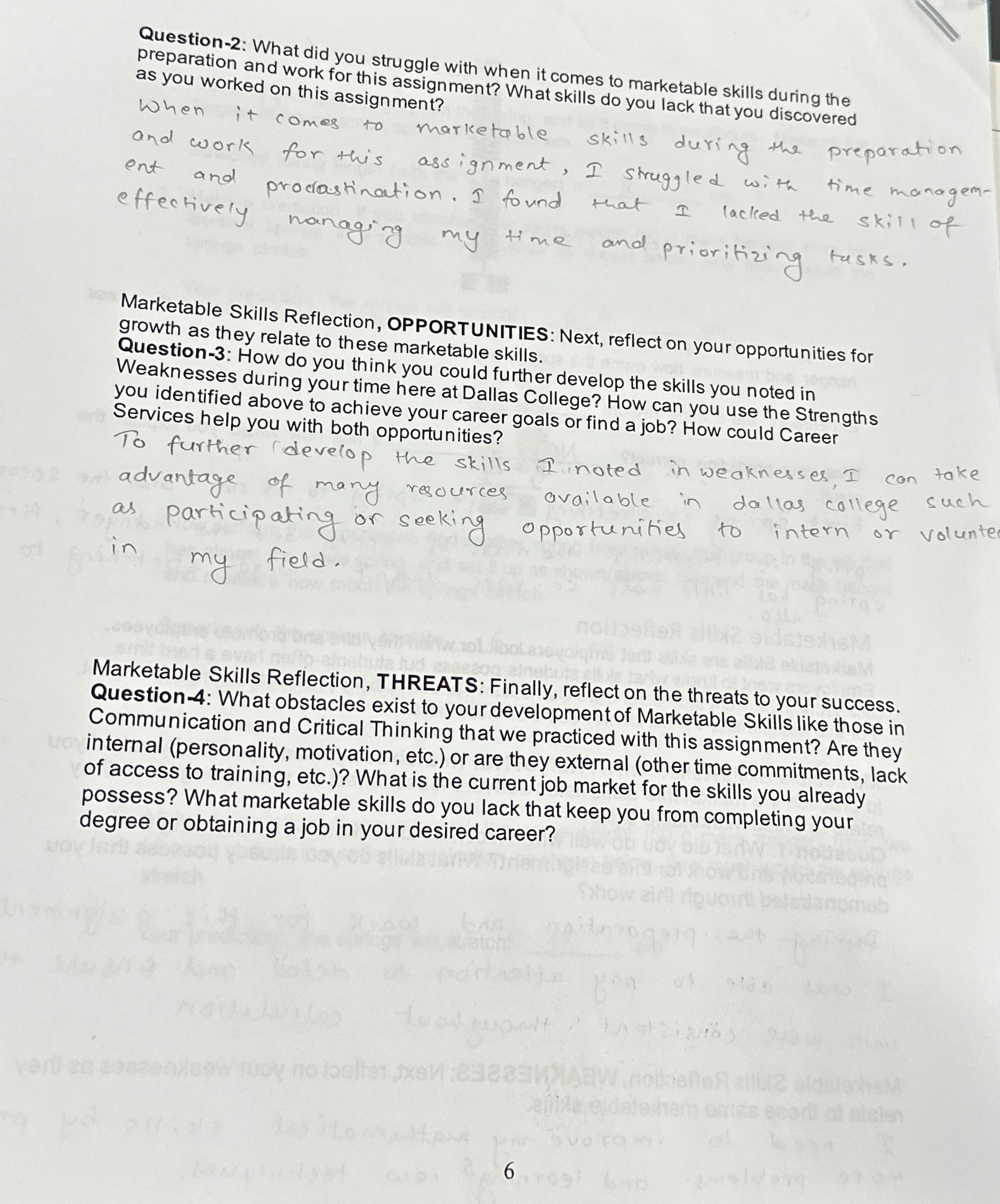  Question-2: What did you struggle with when it comes to marketable