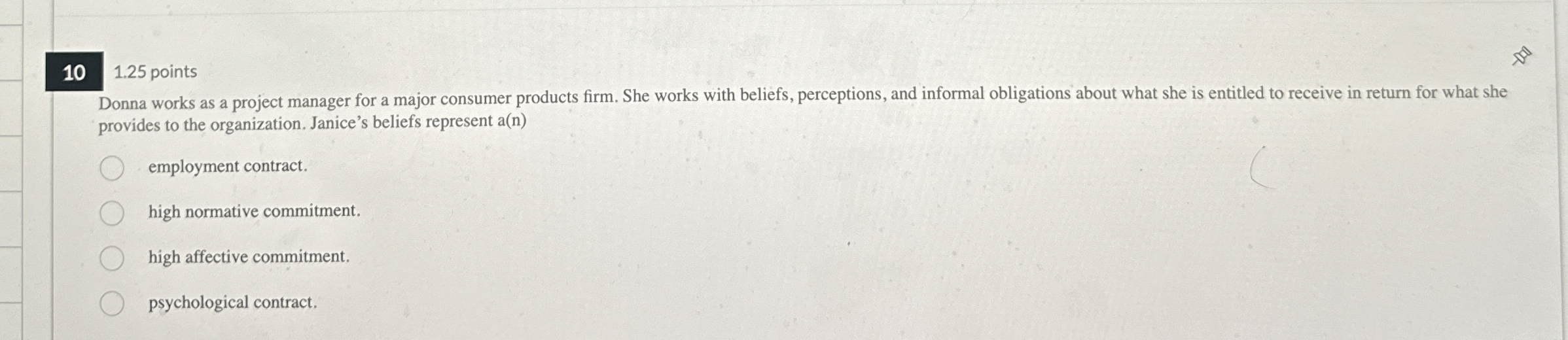  10 1.25 points Donna works as a project manager for a