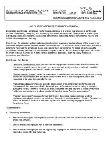  Analyze the job description. Review the performance evaluation. Determine the appropriateness