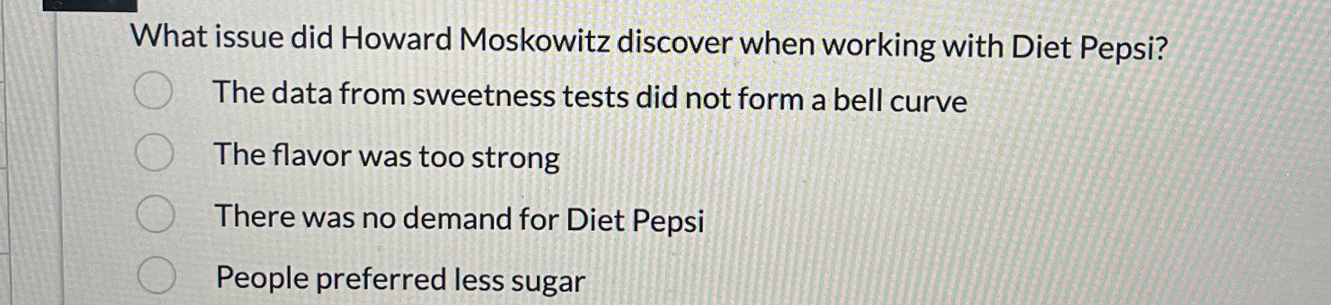  What issue did Howard Moskowitz discover when working with Diet Pepsi?