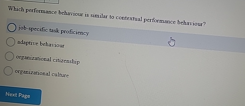  Which performance behaviour is similar to contextual performance behaviour? job-specific task