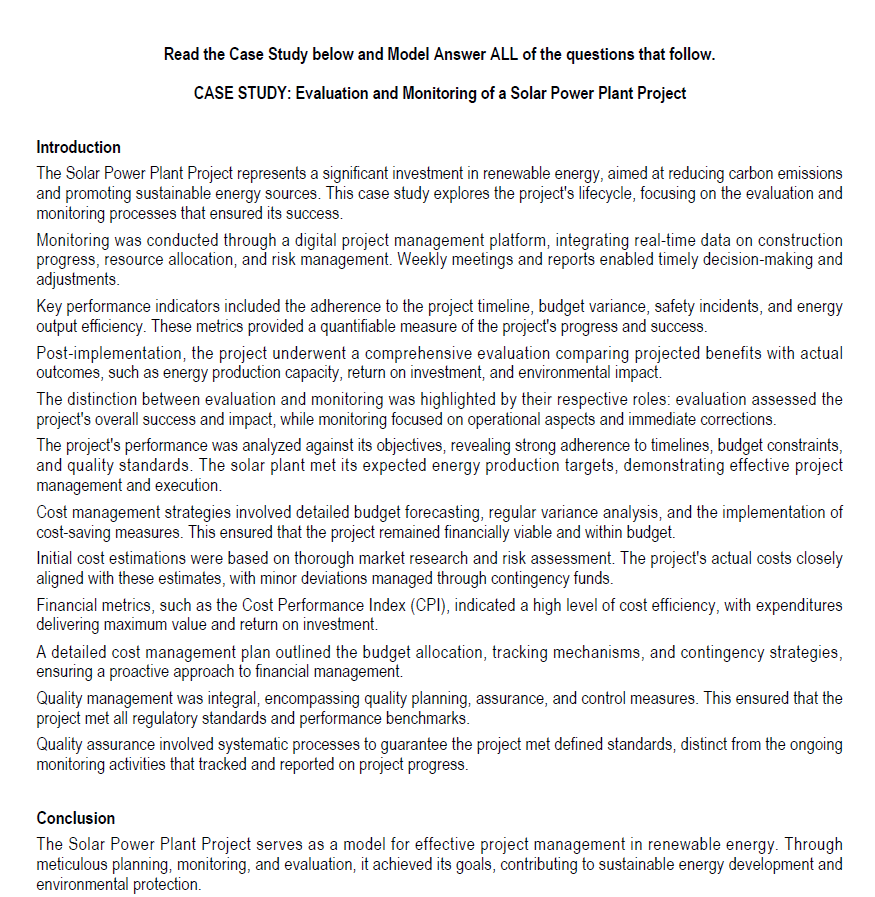  Question 1(14 Marks) A. How was the concept of project monitoring