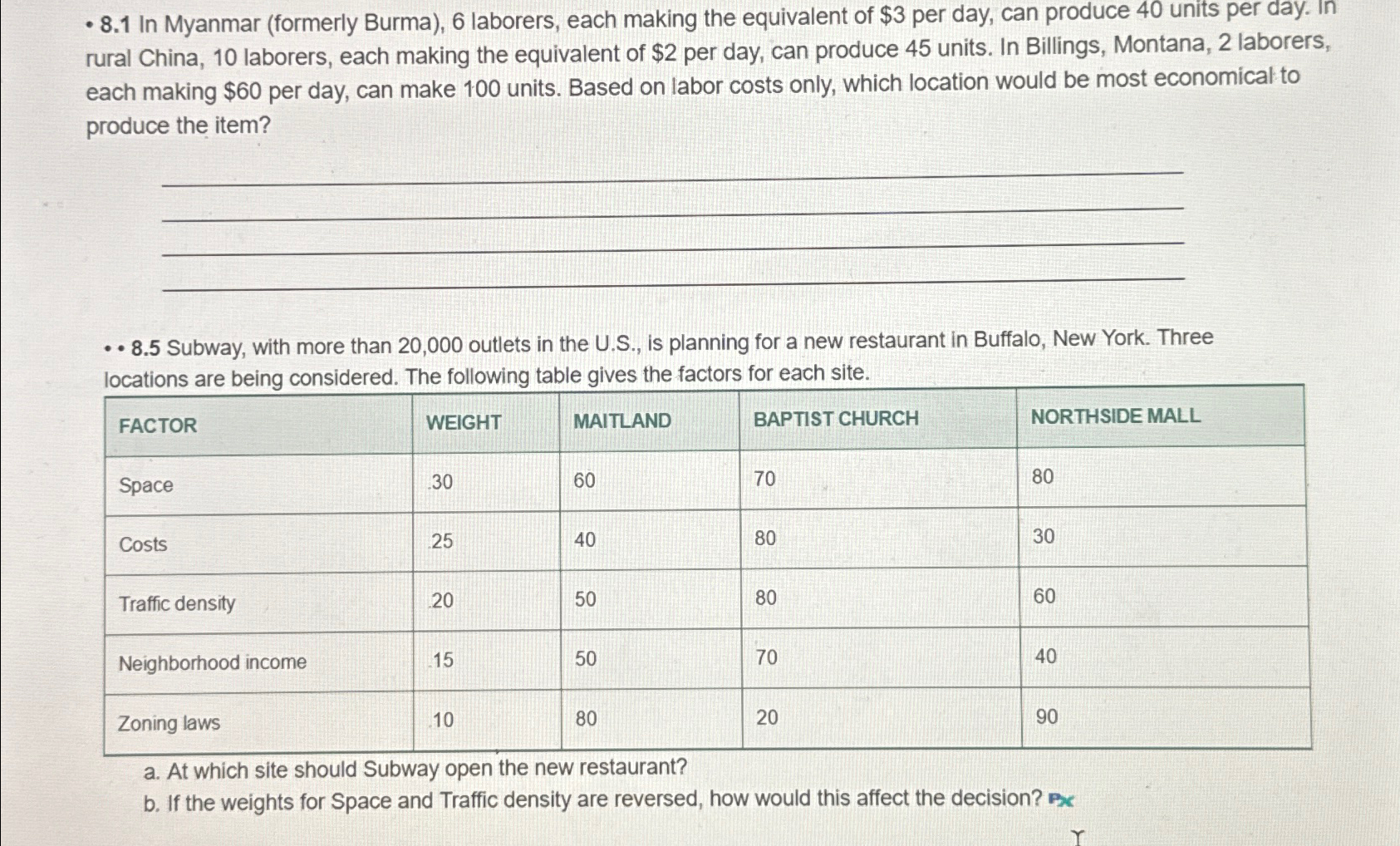  -8.1 In Myanmar (formerly Burma),6 laborers, each making the equivalent of