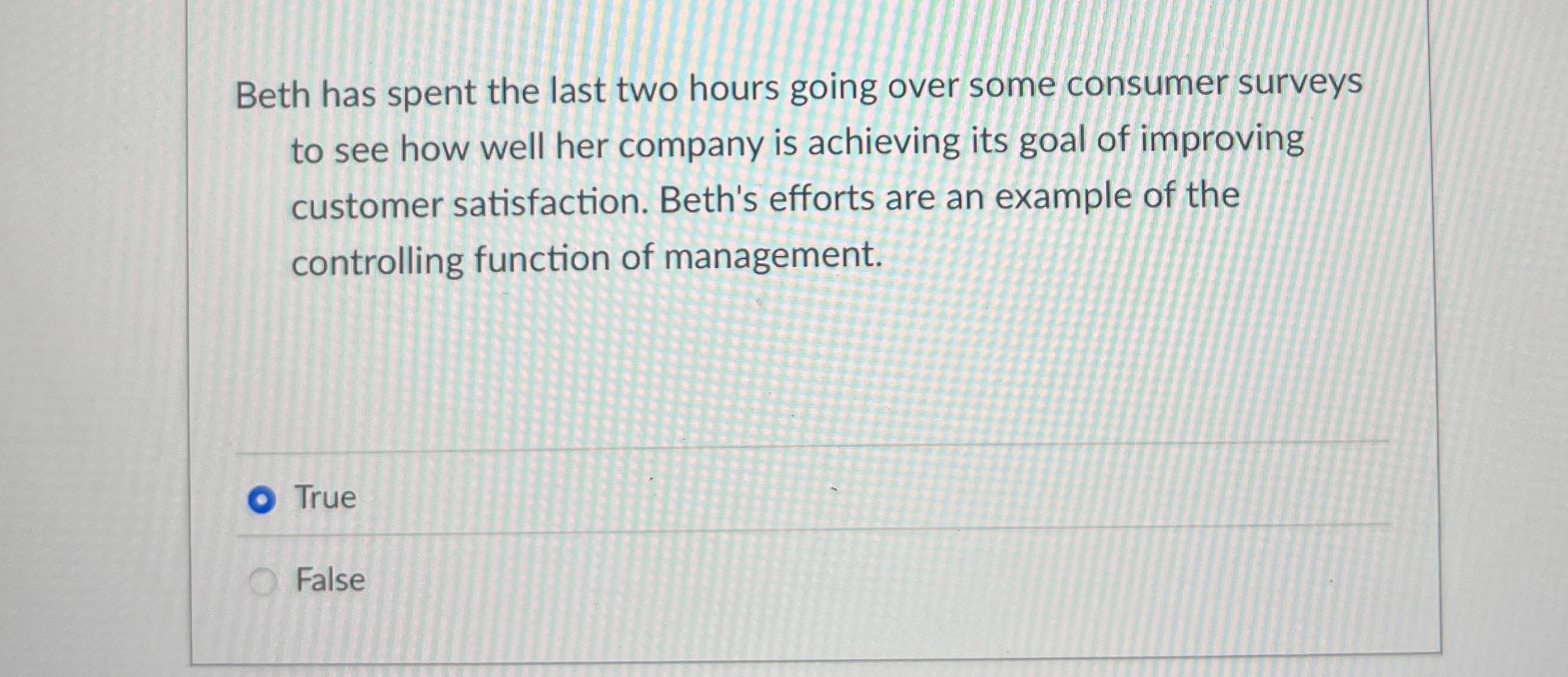  Beth has spent the last two hours going over some consumer