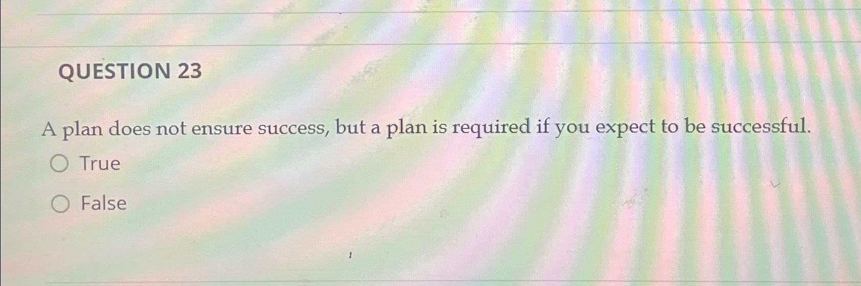  QUESTION 23 A plan does not ensure success, but a plan