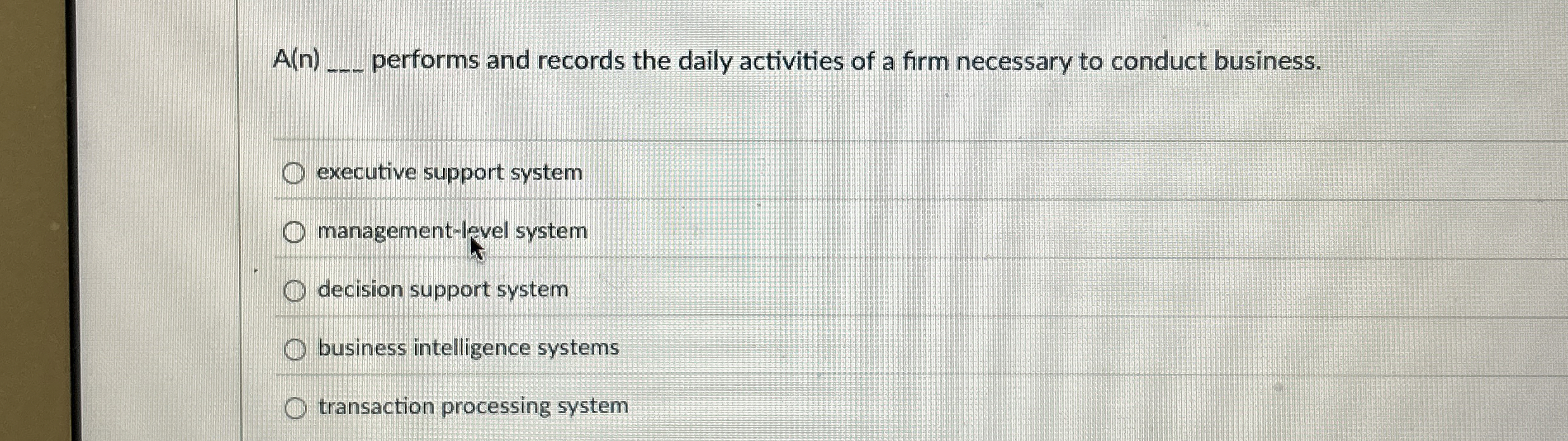  A(n)q, performs and records the daily activities of a firm necessary