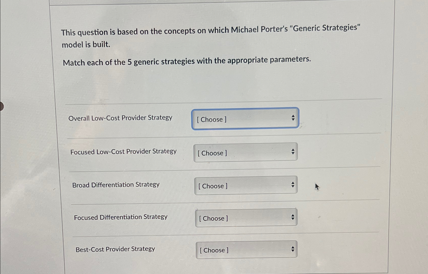  This question is based on the concepts on which Michael Porter's