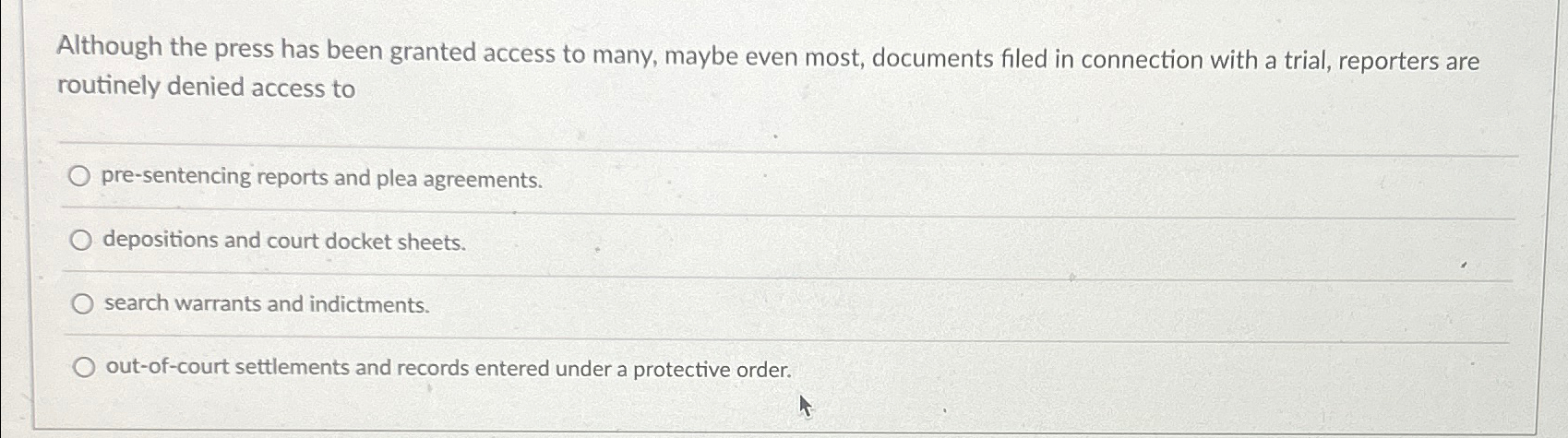  Although the press has been granted access to many, maybe even