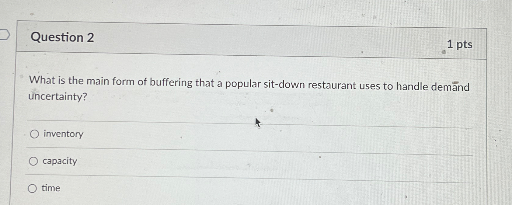  Question 2 1pts What is the main form of buffering that
