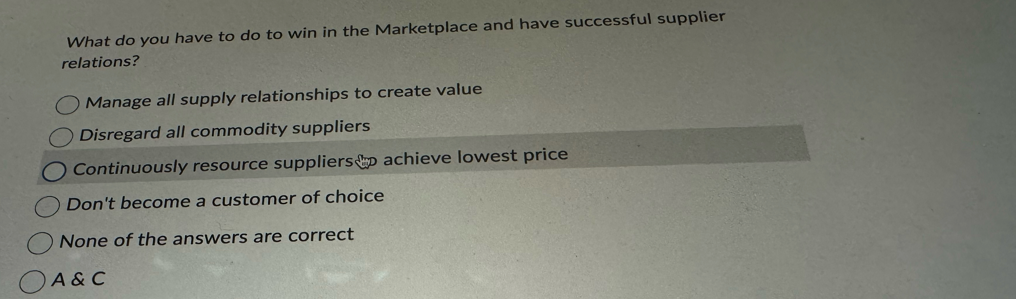  What do you have to do to win in the Marketplace