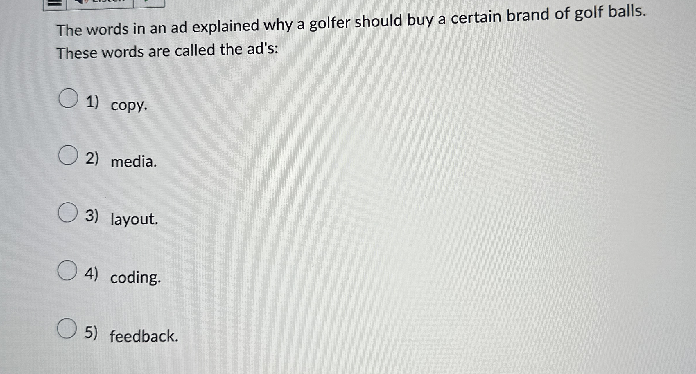  The words in an ad explained why a golfer should buy