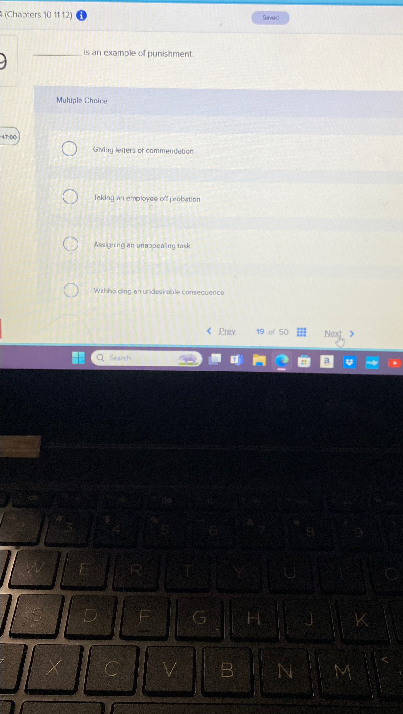  (Chapters 101112) is an example of punishment. Multiple Choice Giving letters