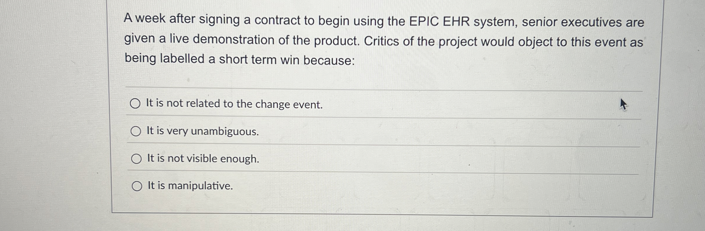  A week after signing a contract to begin using the EPIC