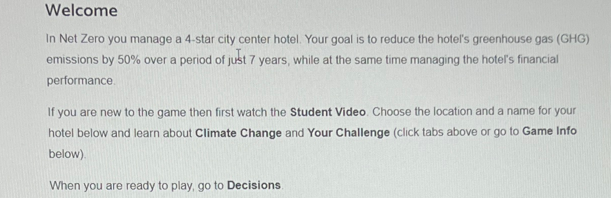  Welcome In Net Zero you manage a 4-star city center hotel.