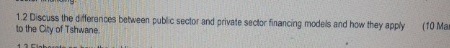  1.2 Discuss the differences between public sector and private sector financing