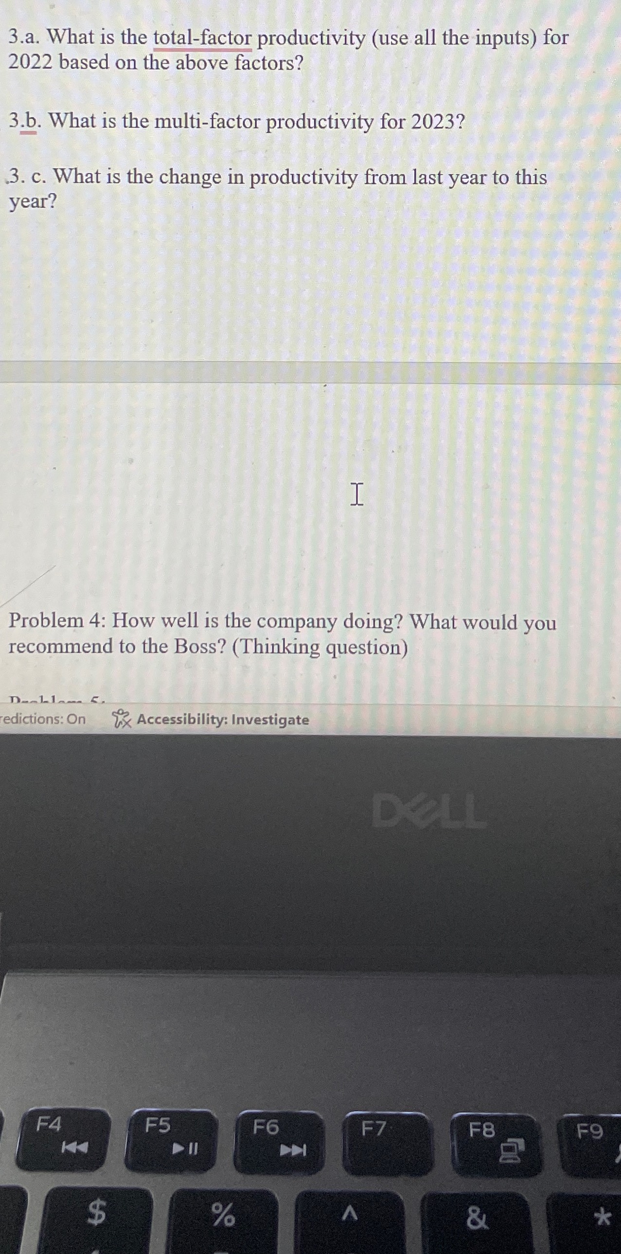  3.a. What is the total-factor productivity (use all the inputs) for
