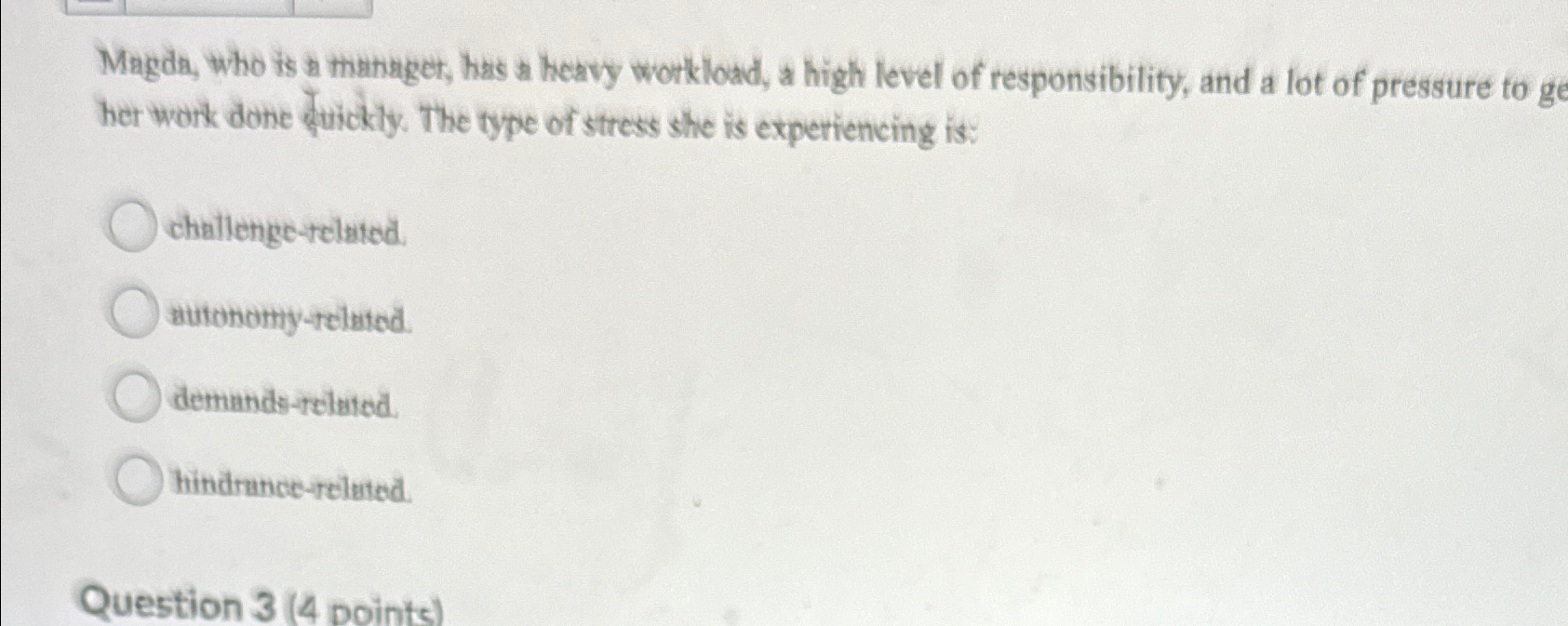  Magda, who is a mathaget, has a heavy workload, a high