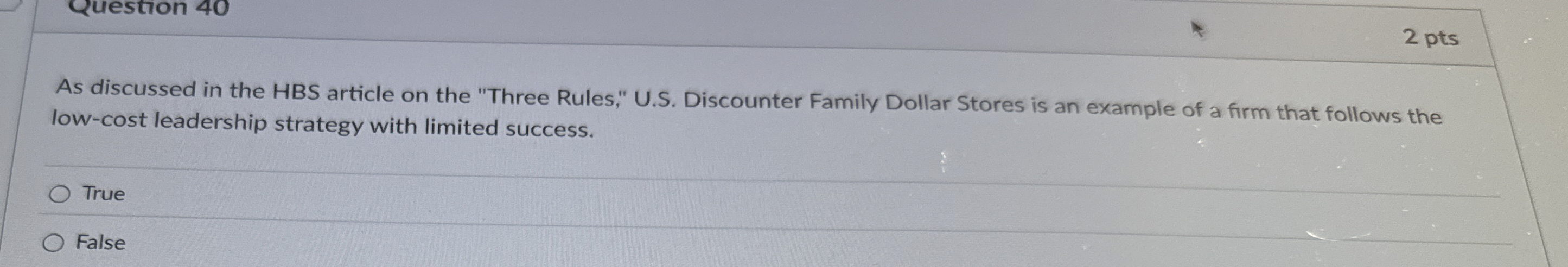  As discussed in the HBS article on the "Three Rules," U.S.