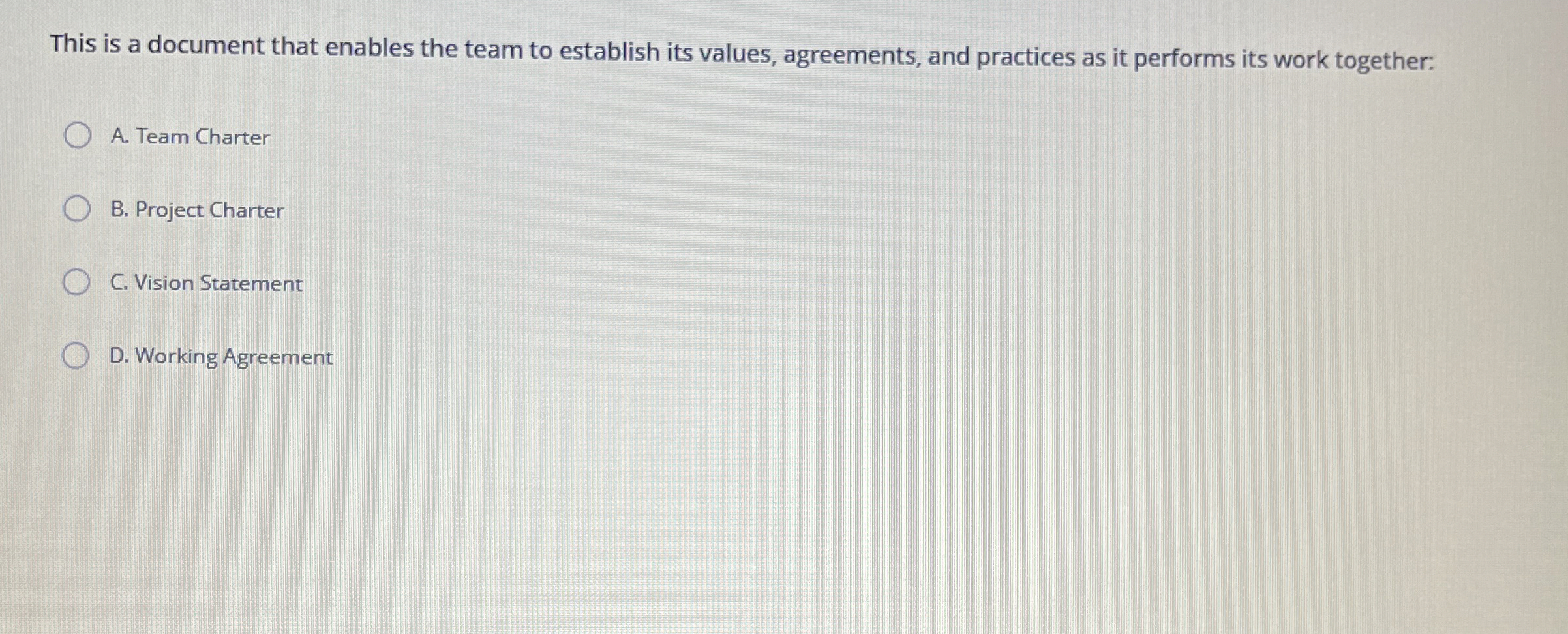  This is a document that enables the team to establish its