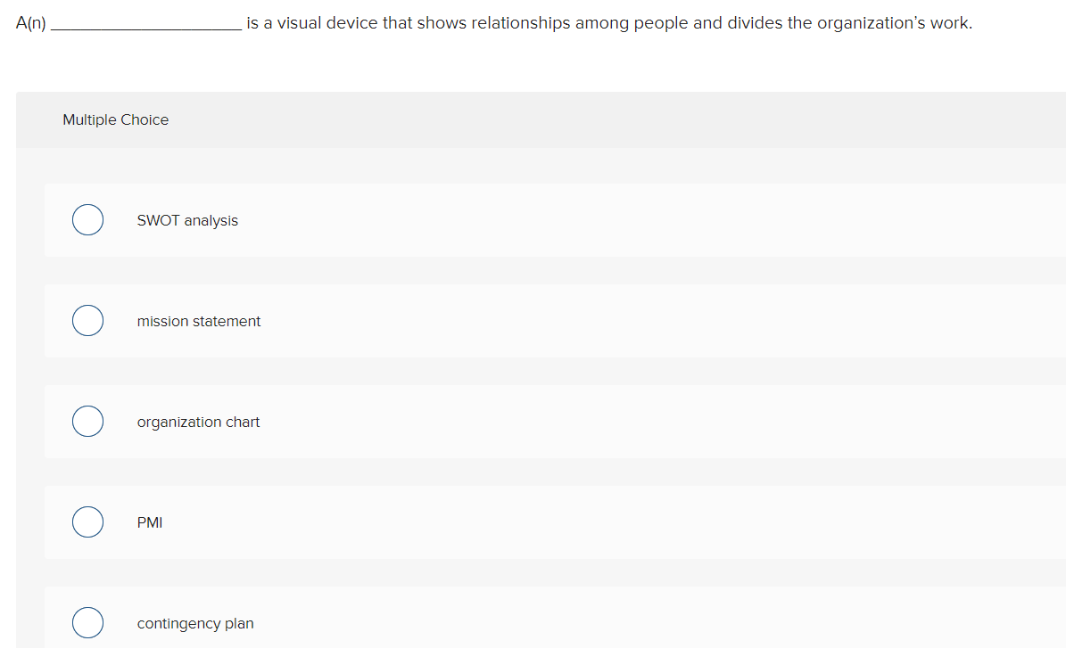  A(n). is a visual device that shows relationships among people and