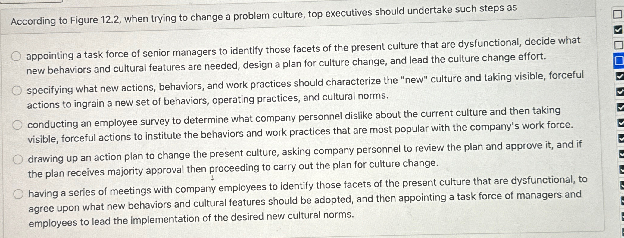  According to Figure 12.2, when trying to change a problem culture,