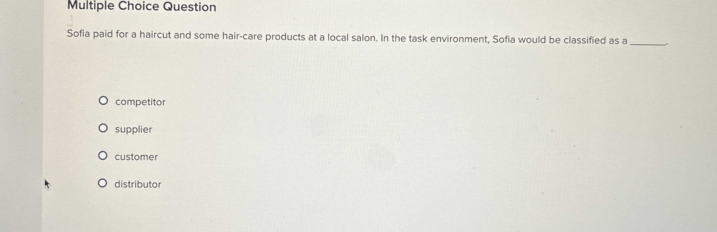  Multiple Choice Question Sofia paid for a haircut and some hair-care