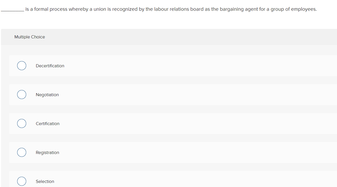  is a formal process whereby a union is recognized by the