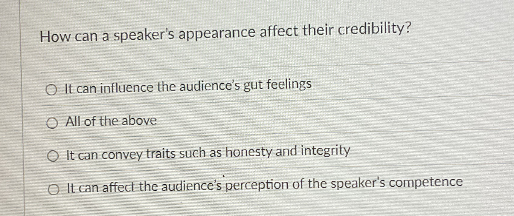  How can a speaker's appearance affect their credibility? It can influence