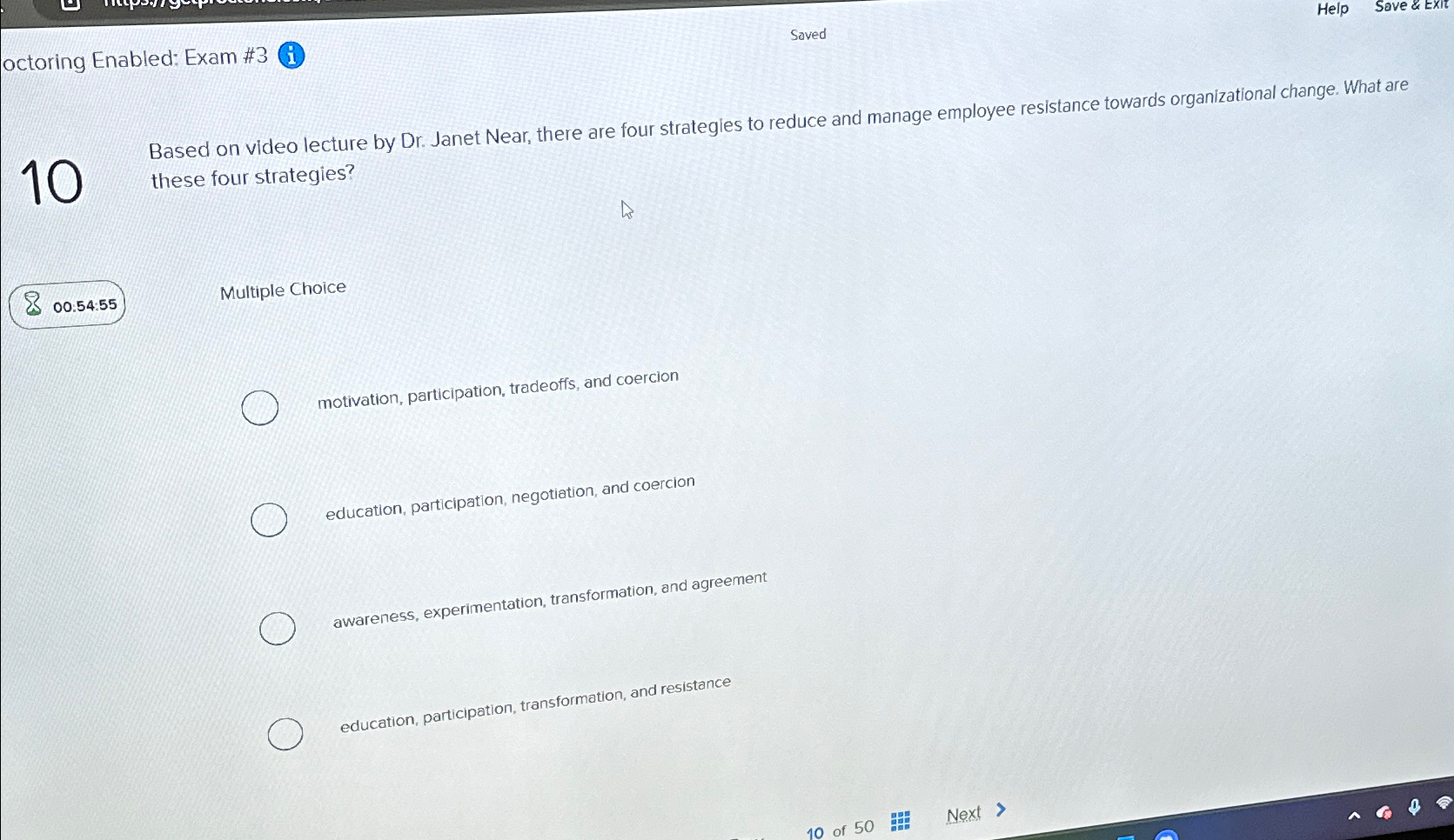 octoring Enabled: Exam #3 Saved 10 Based on video lecture by
