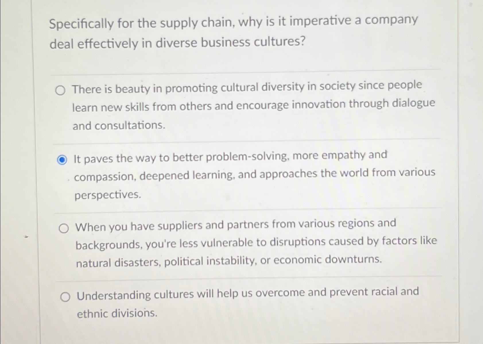  Specifically for the supply chain, why is it imperative a company