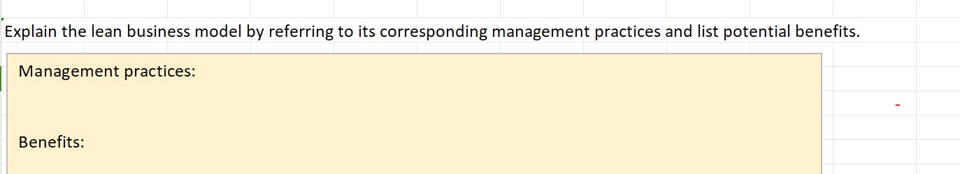  Explain the lean business model by referring to its corresponding management
